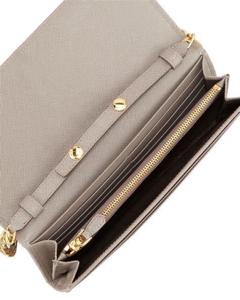 prada wallet on chain grey|Prada black saffiano wallet.